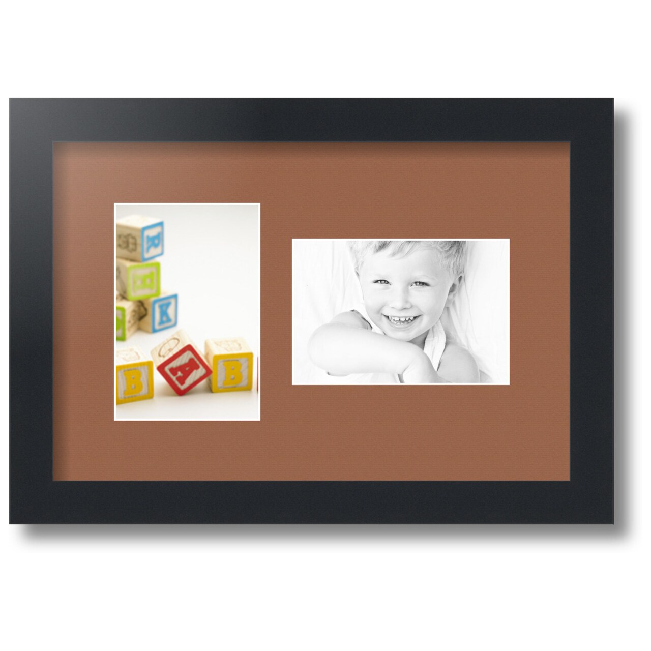 ArtToFrames Collage Photo Picture Frame with 2 - 4x6 inch Openings, Framed in Black with Over 62 Mat Color Options and Regular Glass (CSM-3926-102)